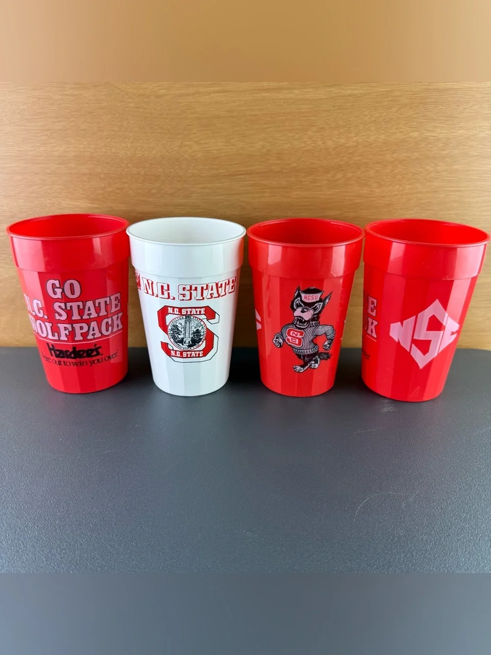 VTG 80s NC State Wolfpack Bundle Lot of 4 Plastic Drink Beverage Stadium Cups